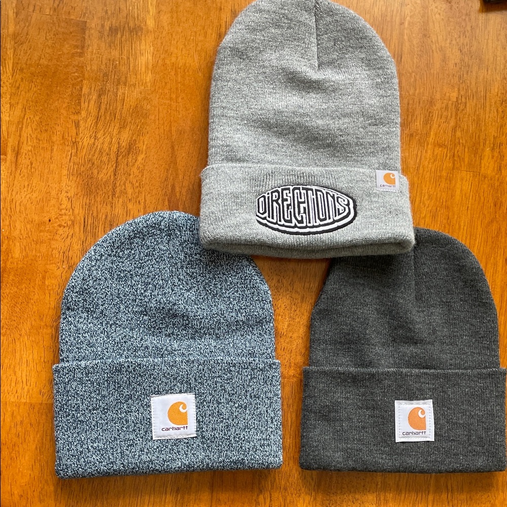 Carhartt Gray and Blue and Beanie Trio